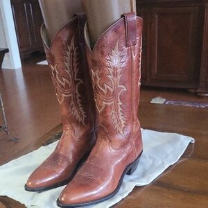 Tony Lama Blue Star Logo Leather Boots